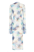 no'design-Kolları Fırfır Detaylı Balıkçı Yaka Baskılı Midi Boy Elbise-Elbise-2-Milagron.com