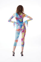 no'design-Kolları Fırfır Detaylı Balıkçı Yaka Baskılı Midi Boy Elbise-Elbise-6-Milagron.com