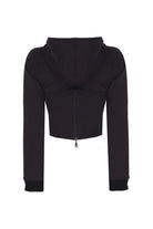 no'design-Korse Detaylı Fermuarlı Hoodie-Sweatshirts & Hoodies-7-Milagron.com