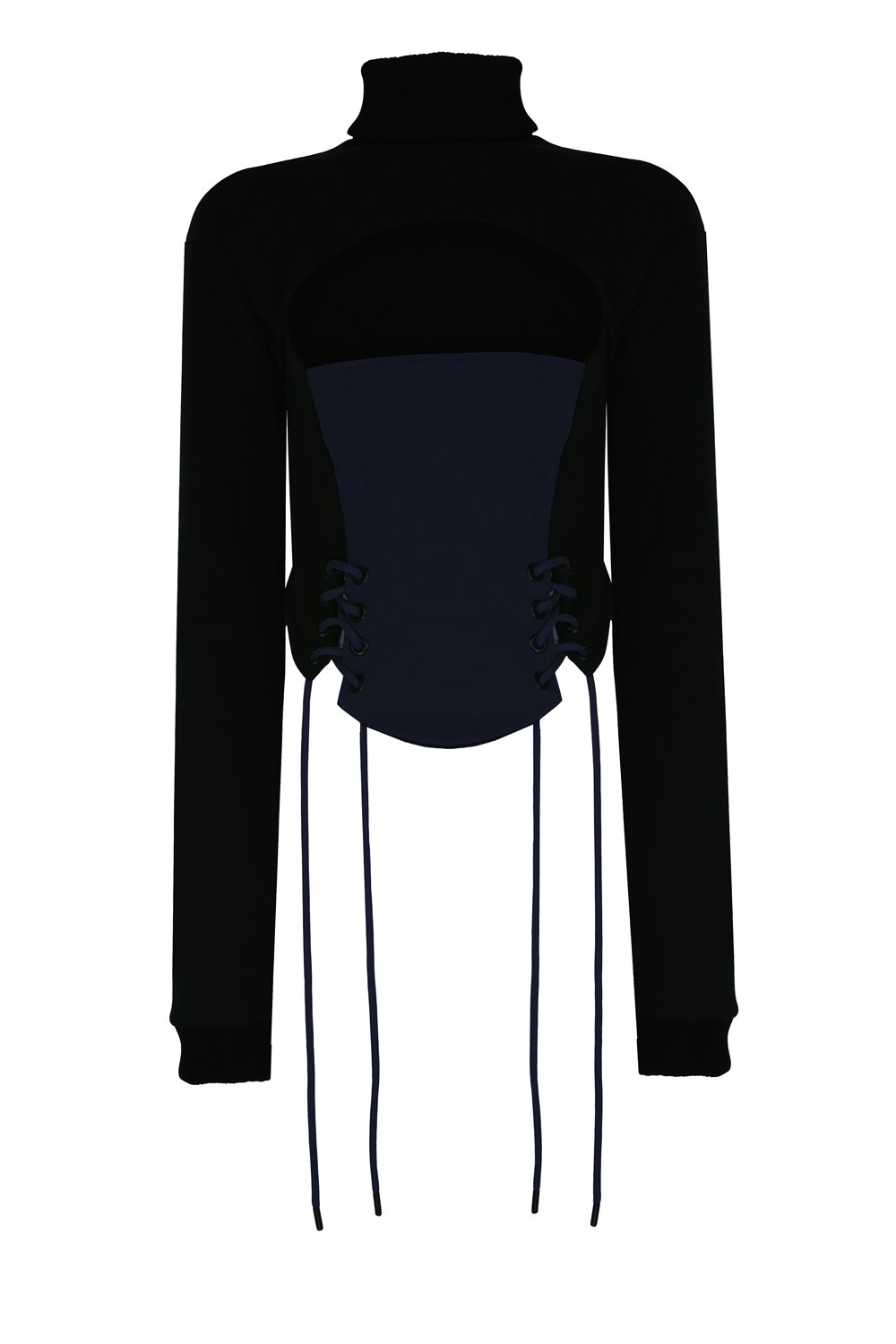 no'design-Önü Korse Detaylı Pencereli Sweatshirt-Sweatshirts & Hoodies-1-Milagron.com