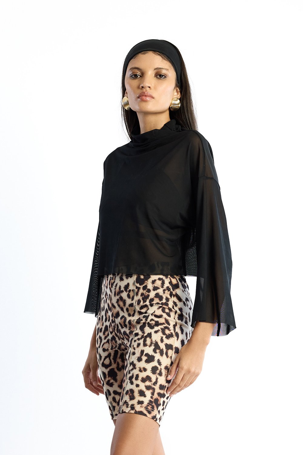 no'design-Transparan Balıkçı Yaka Oversize Crop Top-Crop Top-4-Milagron.com