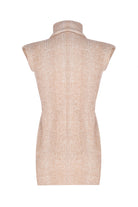 no'design-Uzun Balıkçı Yaka Ayarlanabilir Büzgü Yırtmaç Ve Gül Detaylı Vatkalı Triko Mini Elbise-Elbise-7-Milagron.com