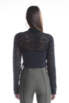 no'design-Yandan Bağcıklı Korse Detaylı Sweatshirt-Sweatshirts & Hoodies-5-Milagron.com