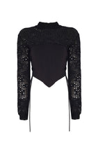 no'design-Yandan Bağcıklı Korse Detaylı Sweatshirt-Sweatshirts & Hoodies-6-Milagron.com