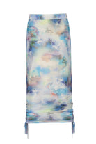 no'design-Yanları Büzgülü Baskılı Transparan Tül Midi Boy Etek-Etek-2-Milagron.com