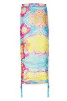 no'design-Yanları Büzgülü Baskılı Transparan Tül Midi Boy Etek-Etek-6-Milagron.com