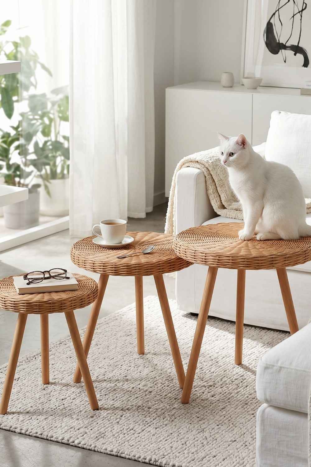 Premium Rattan 3'lü Sehpa Seti - 3