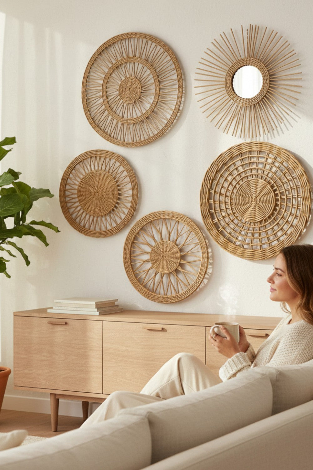 Premium Rattan 5'li Duvar Dekor Seti - 5