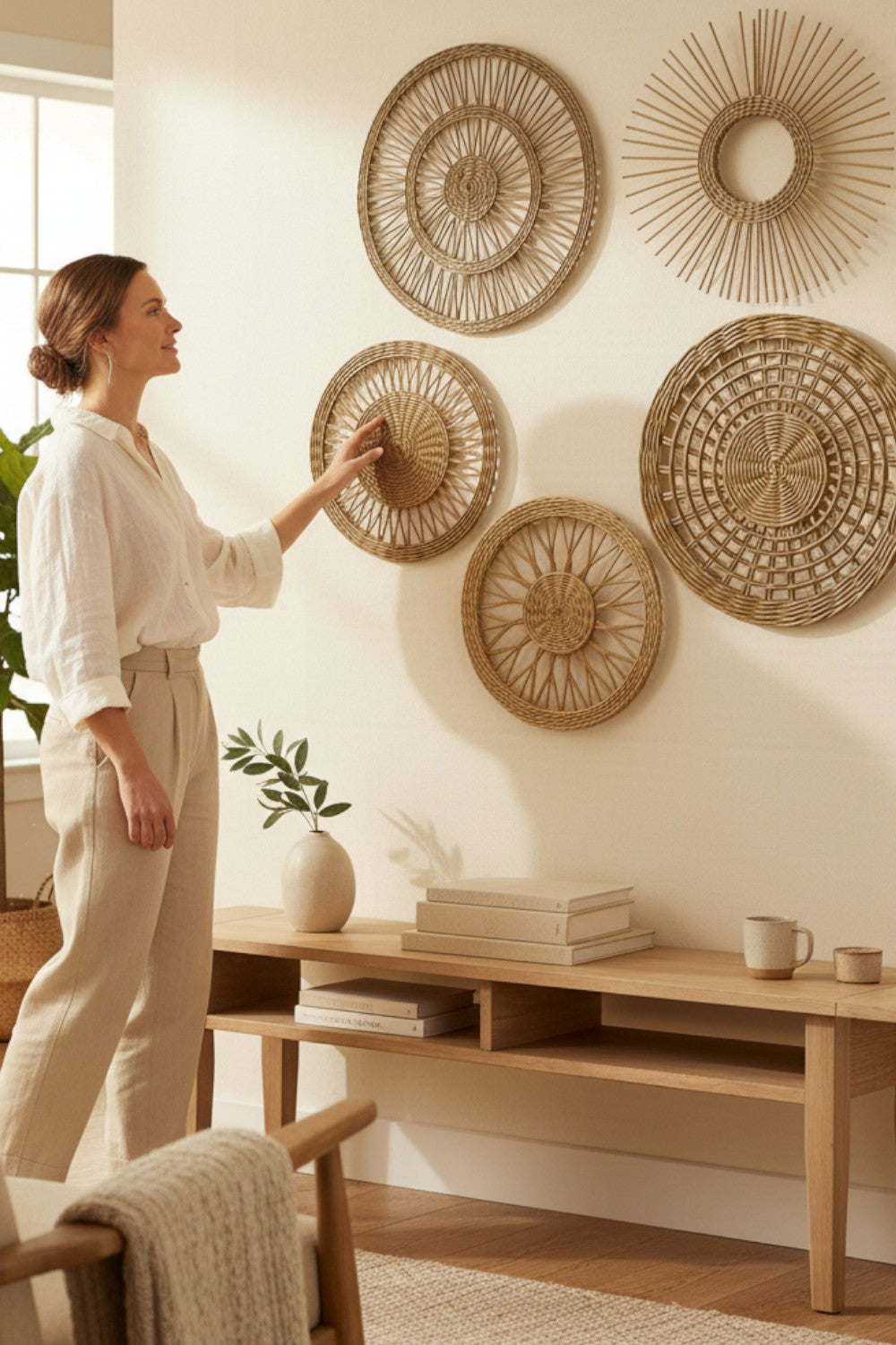 Premium Rattan 5'li Duvar Dekor Seti - 7