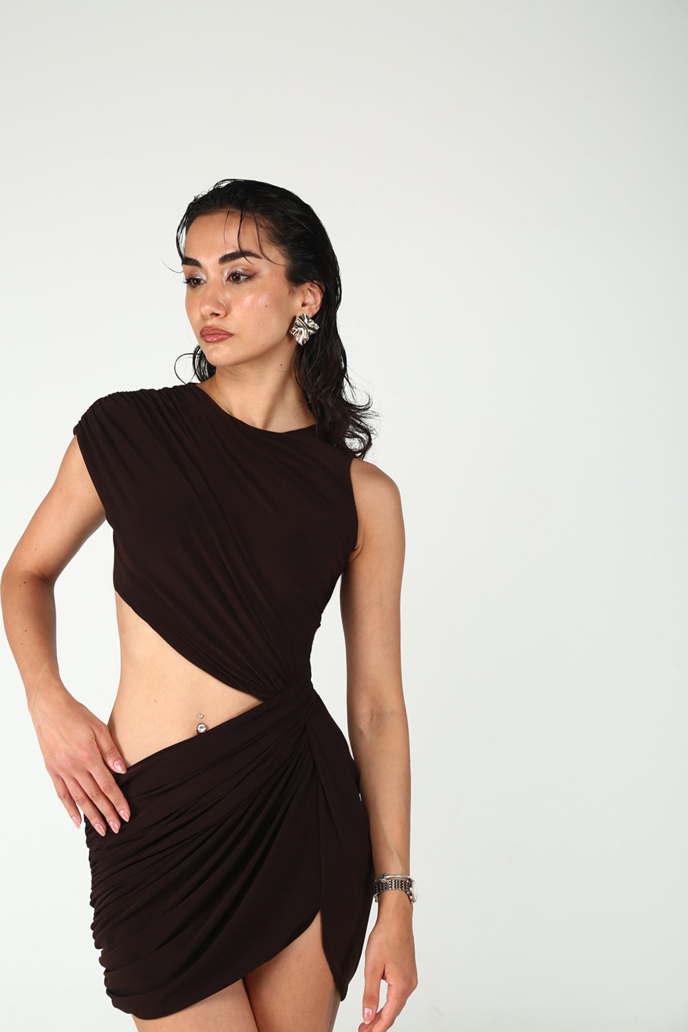 Polaris Tek Omuz Drapeli Elbise - 0