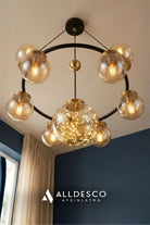 Celestra 9'lu Bal Camlı Modern Salon Avizesi - 6