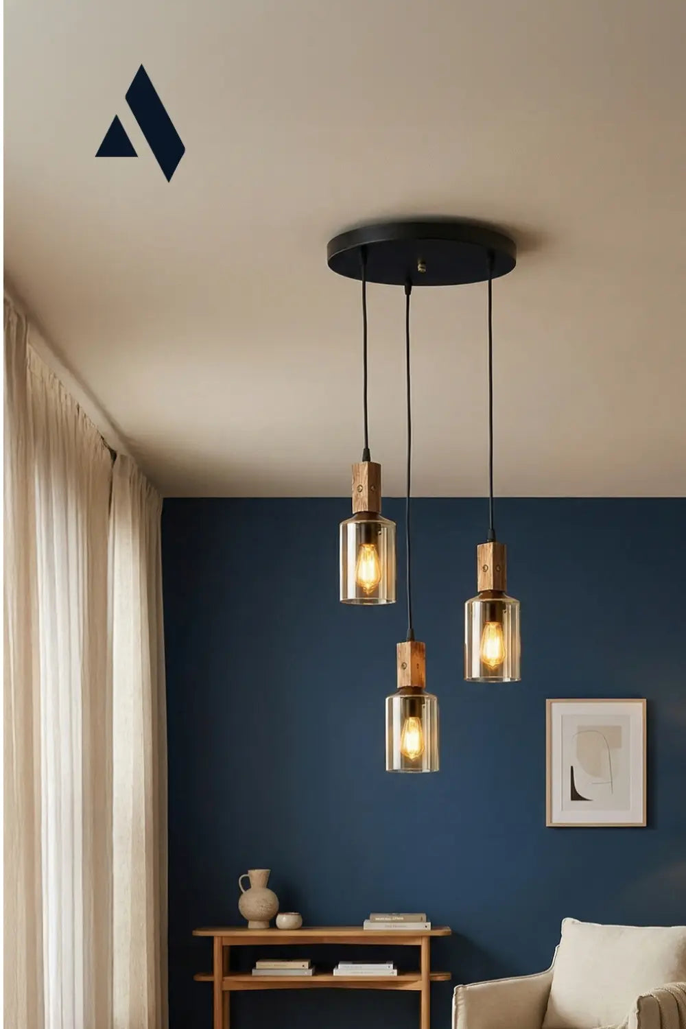 Alldesco Altira 3'lü Ahşap Sarkıt Avize - 0