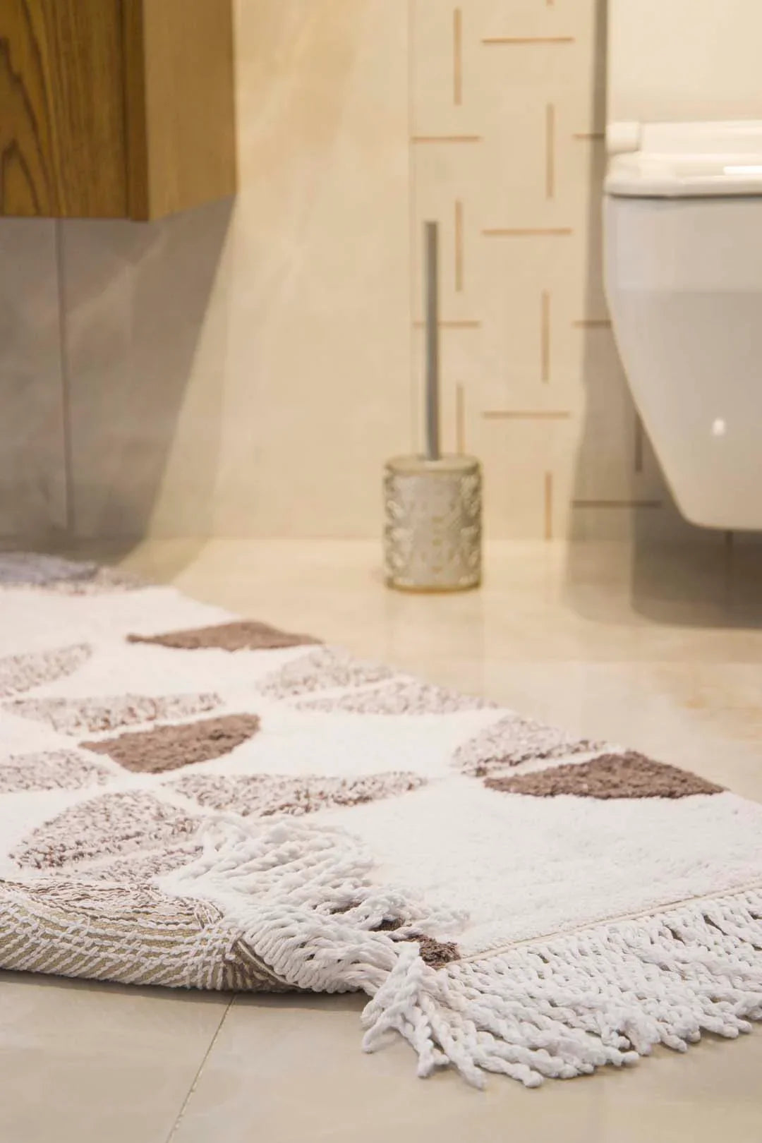 Brook Tekli Banyo Paspası %100 Pamuk 70x110 Ekru - 2