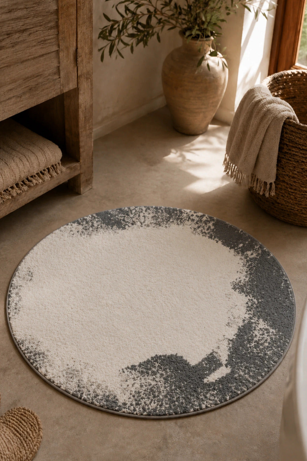 Hypnos Yuvarlak Banyo Paspası 70x70 Koyu Gri - 0