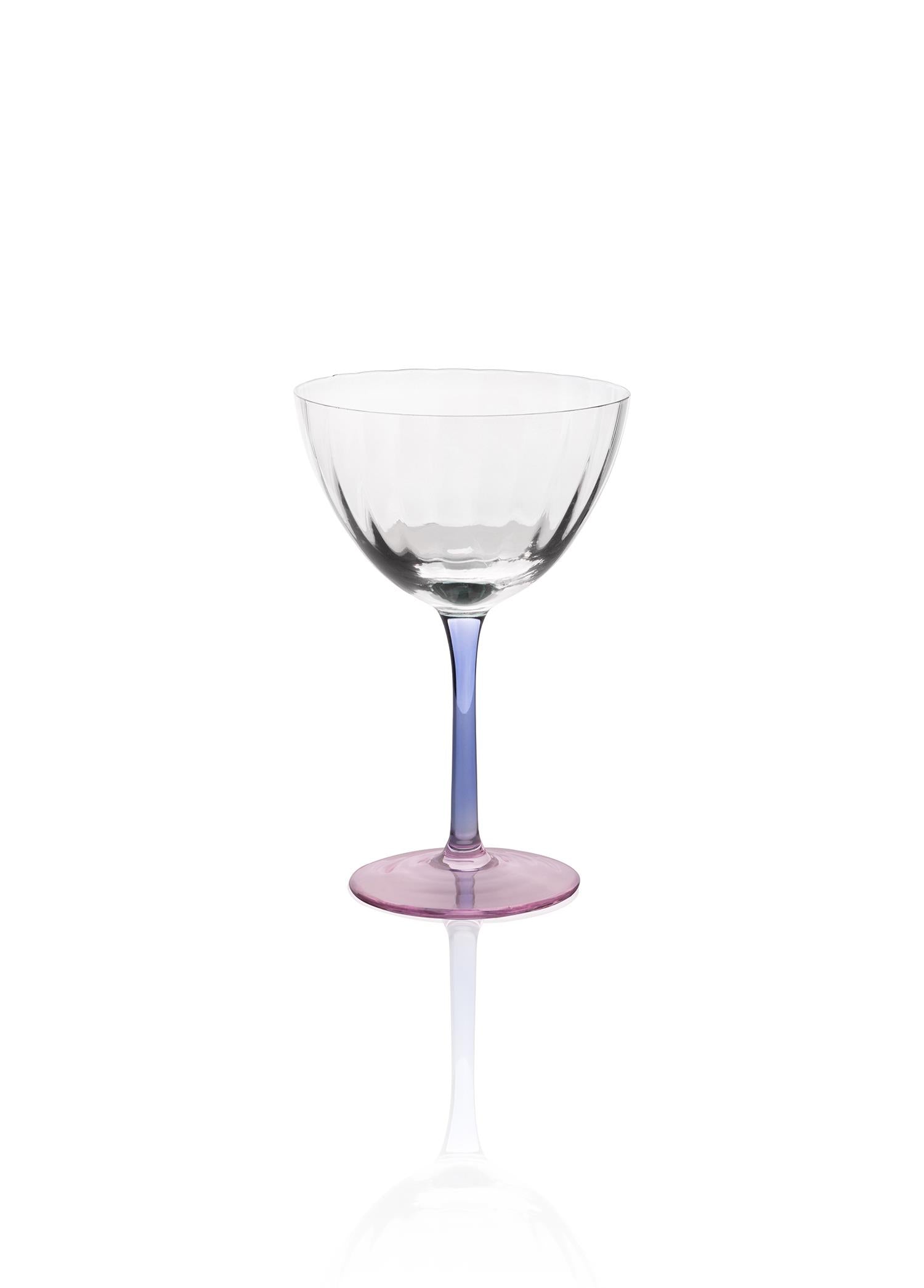 Ayaklı Cam Dondurma Kasesi, Mavi & Pembe, 280 ml - 0