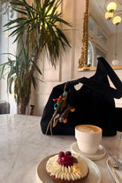 Coquette - Suede Black Süet Omuz Çantası, Büyük Boy, Geniş Hacimli - 6