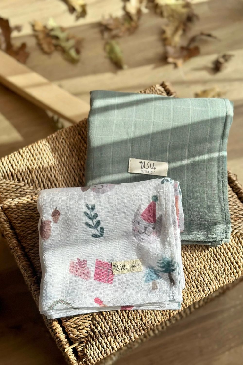 Mix&Match 2'li Organik Pamuk Müslin Joyful New Year&Sage Green - 1
