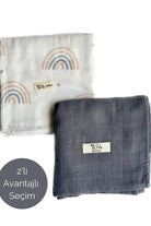 Mix&Match 2'li Organik Pamuk Müslin Rainbow&Navy Blue - 0