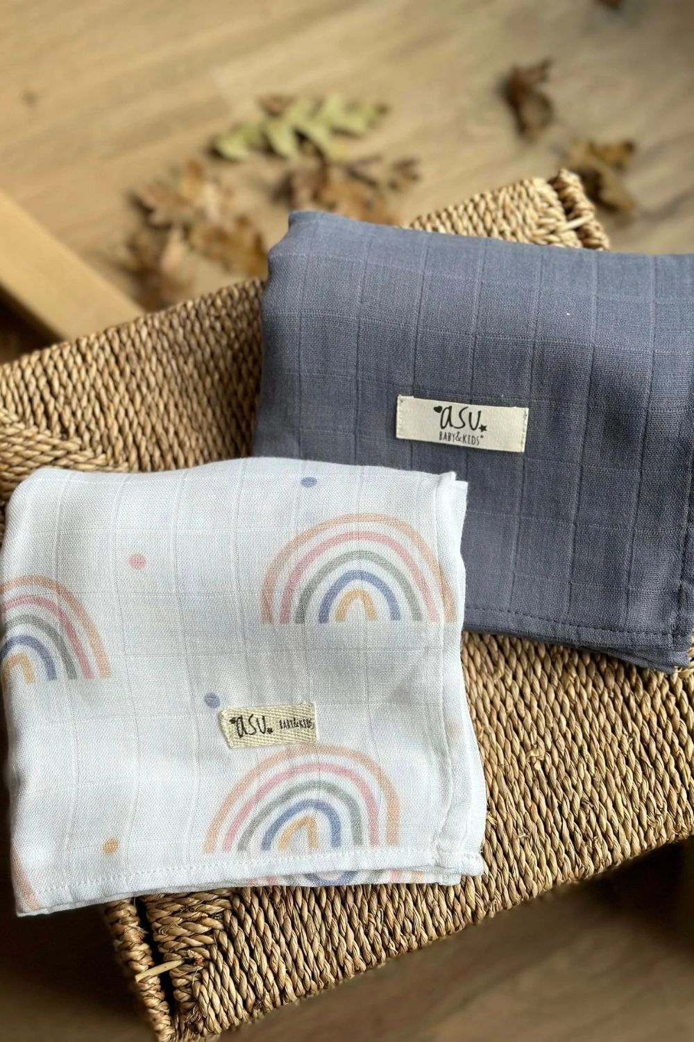 Mix&Match 2'li Organik Pamuk Müslin Rainbow&Navy Blue - 1