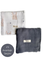 Mix&Match 2'li Organik Pamuk Müslin Sleepy Bunny&Navy Blue - 0