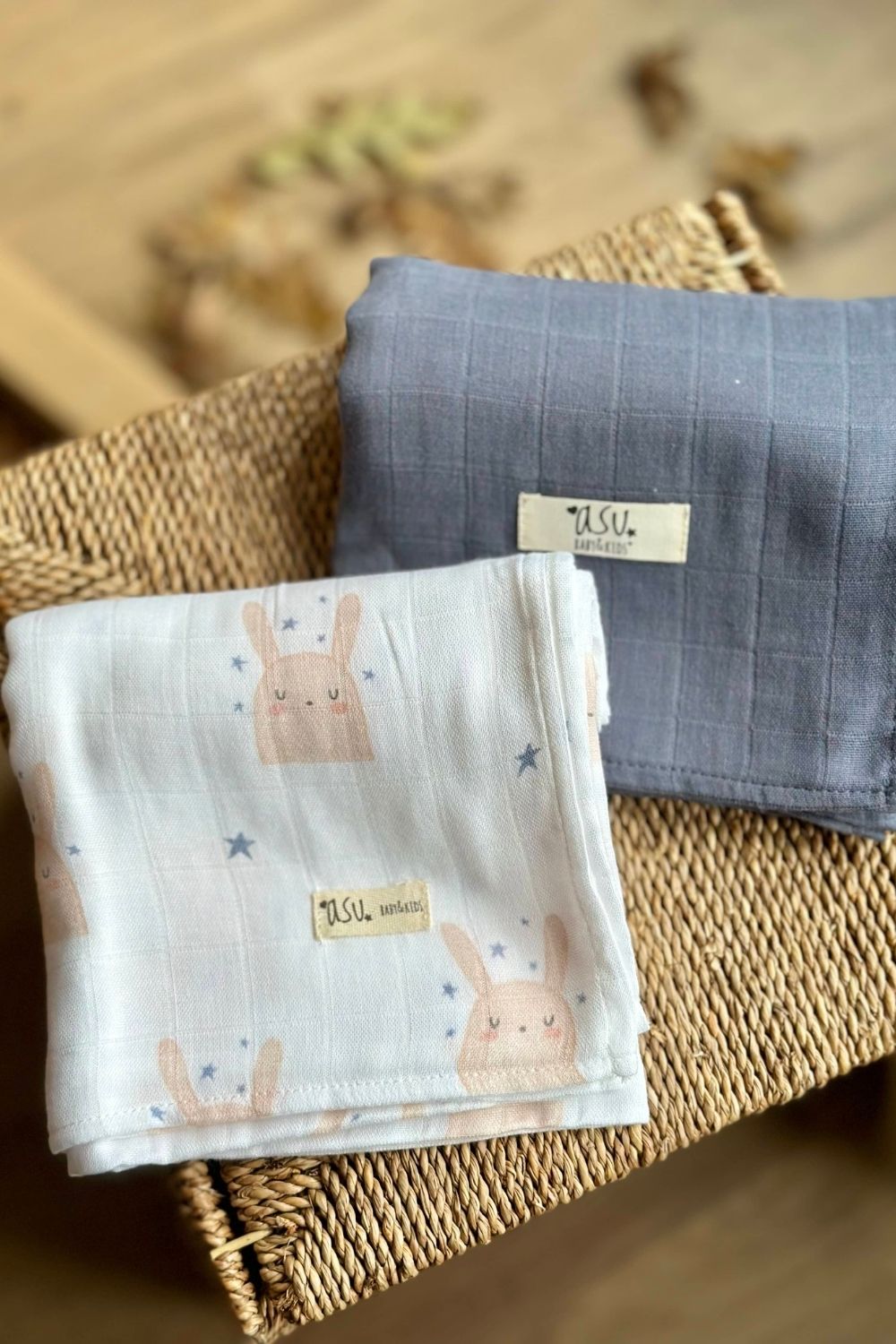 Mix&Match 2'li Organik Pamuk Müslin Sleepy Bunny&Navy Blue - 1