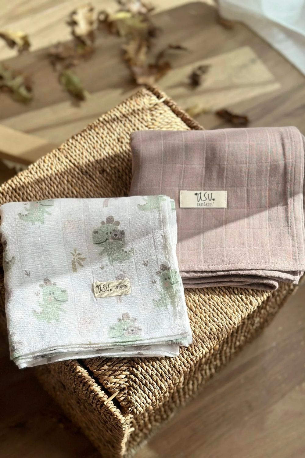 Mix&Match 2'li Organik Pamuk Müslin Traveller Dino&Umber Brown - 1