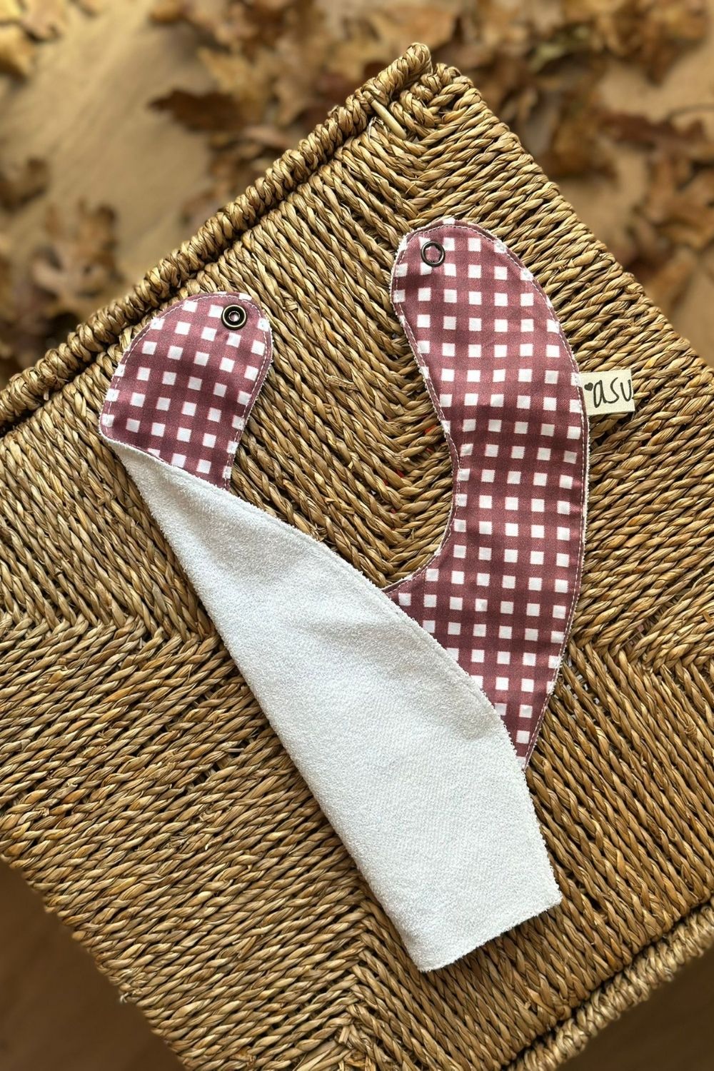 Organik Pamuk Önlük Vintage Bear Bordo - 2