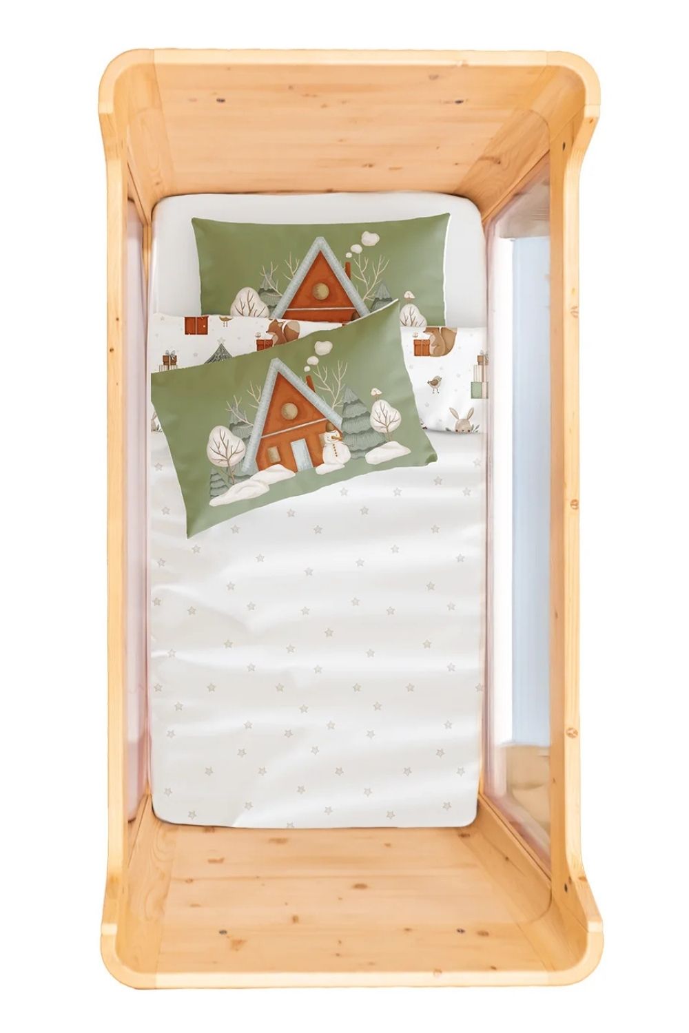 Snowy Yeni Yıl Çift Taraflı Pamuk Saten Çok Renkli Bebek Nevresim Seti 100x150 Cm - 0