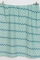 Big Flower Mint Zigzag Müslin Bebek Örtüsü - 70x70cm - 2