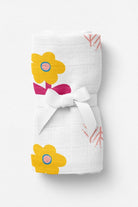Big Flower Lemon Müslin Bebek Örtüsü - 70x70cm - 1