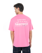 Unisex Oversize Love Is A Trap Baskili TiŞört - Pembe - 2