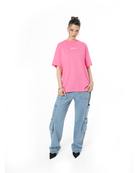 Unisex Oversize Love Is A Trap Baskili TiŞört - Pembe - 4