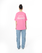 Unisex Oversize Love Is A Trap Baskili TiŞört - Pembe - 5