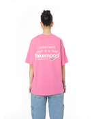 Unisex Oversize Love Is A Trap Baskili TiŞört - Pembe - 7