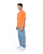 Unisex Oversize Love Is A Trap Baskili TiŞört - Turuncu - 1