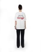 Unisex Oversize Love Is A Trap Baskili TiŞört - Beyaz - 7