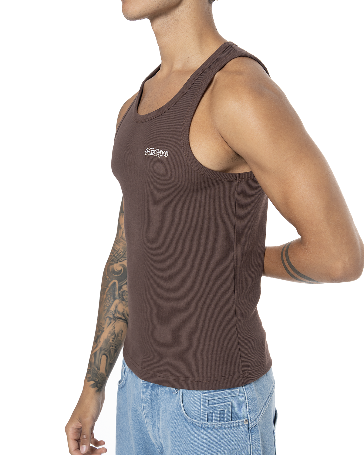 Erkek Fakemood Nakişli Top Tank - Kahverengi - 2