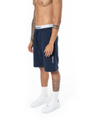 Unisex Relaxed Fit Basic Fakemood Baskili Şort -LaciVert - 1