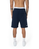 Unisex Relaxed Fit Basic Fakemood Baskili Şort -LaciVert - 2