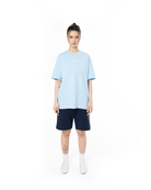 Unisex Relaxed Fit Basic Fakemood Baskili Şort -LaciVert - 4