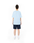 Unisex Relaxed Fit Basic Fakemood Baskili Şort -LaciVert - 5