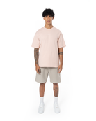 Unisex Relaxed Fit Basic Fakemood Baskili Şort - Taş - 0