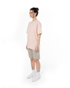 Unisex Relaxed Fit Basic Fakemood Baskili Şort - Taş - 4