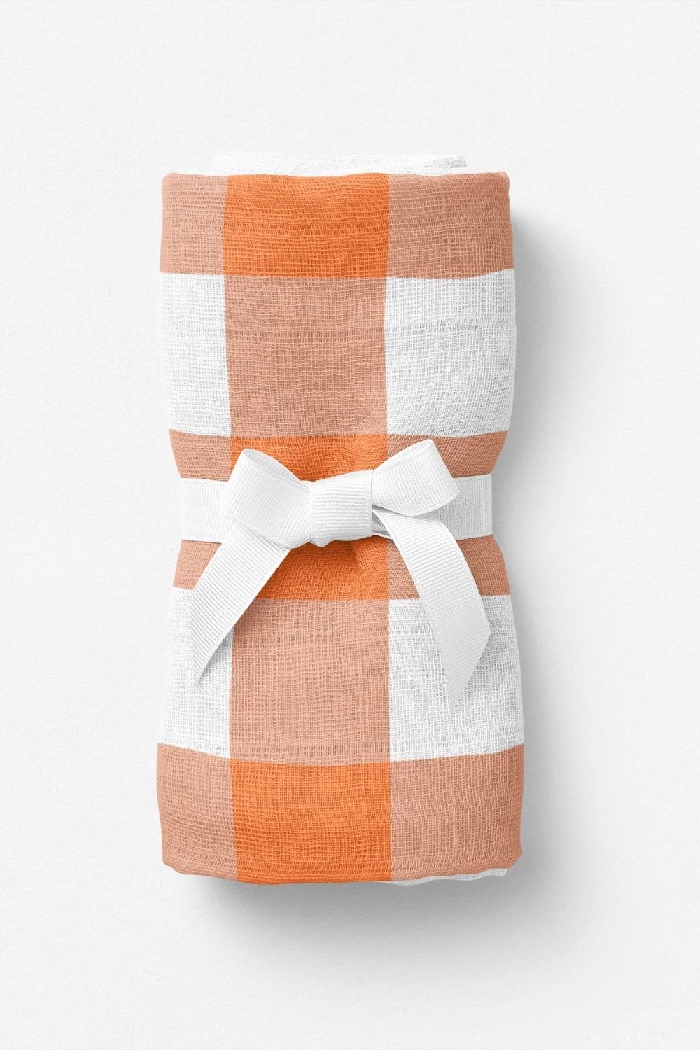 Bird Of Life Orange Check Müslin Bebek Örtüsü - 70x70cm - 1