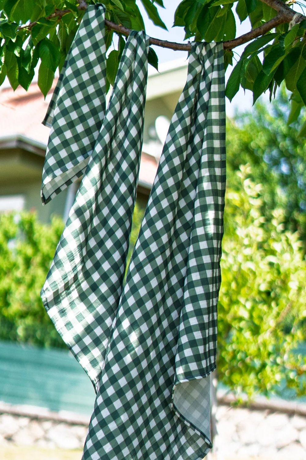 Petit Fleur Green Check Müslin Bebek Örtüsü - 100x100cm - 3