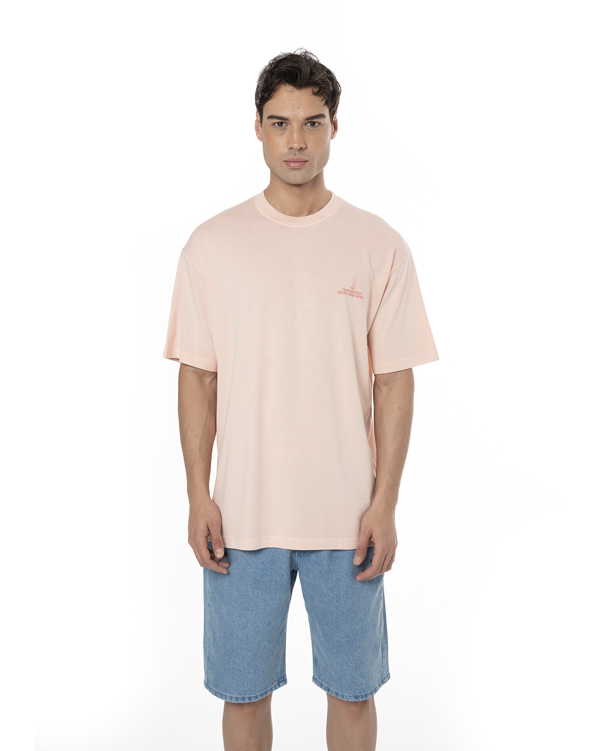 Erkek Oversize Yacht Society Baskili TiŞört - Pembe - 0