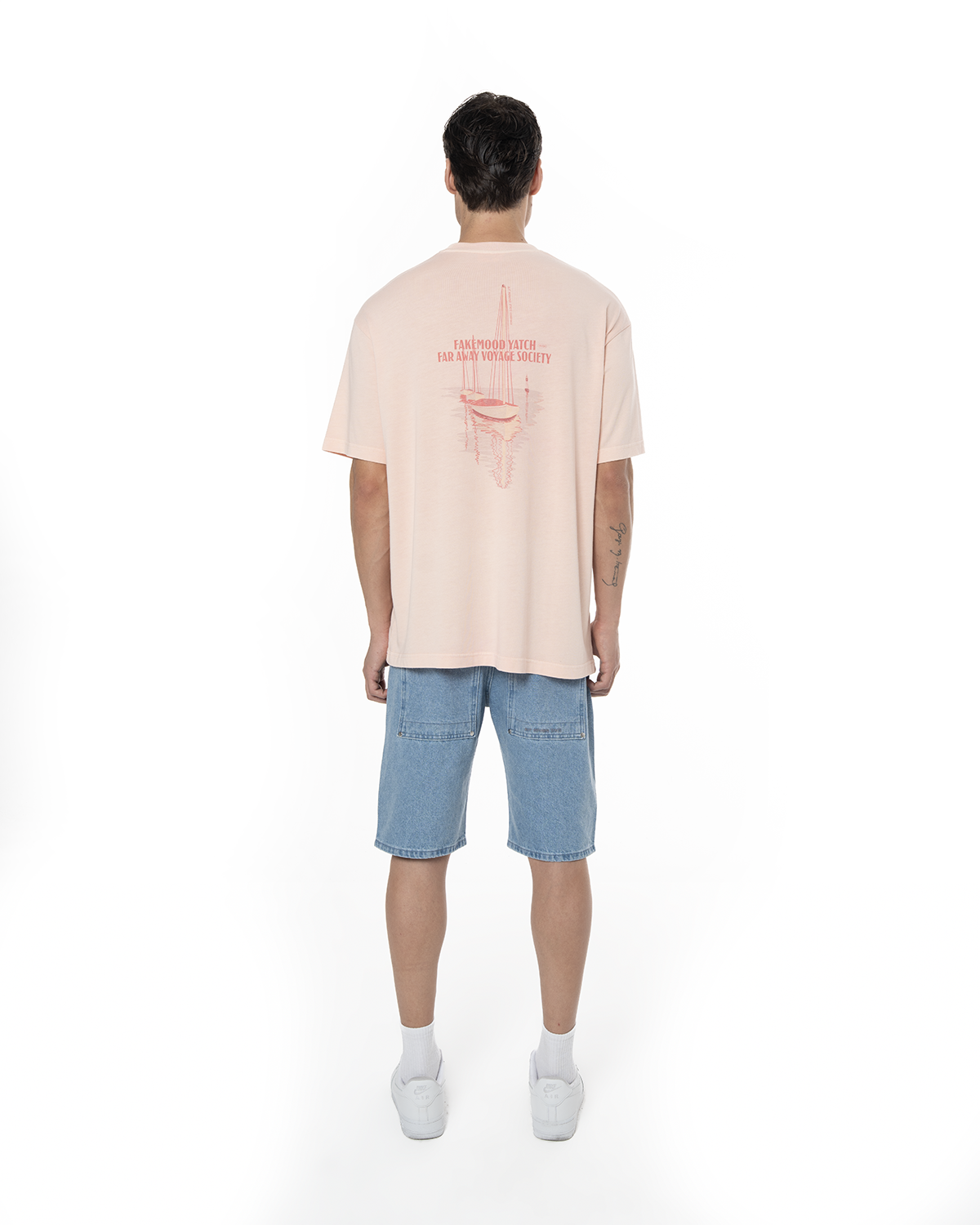 Erkek Oversize Yacht Society Baskili TiŞört - Pembe - 1