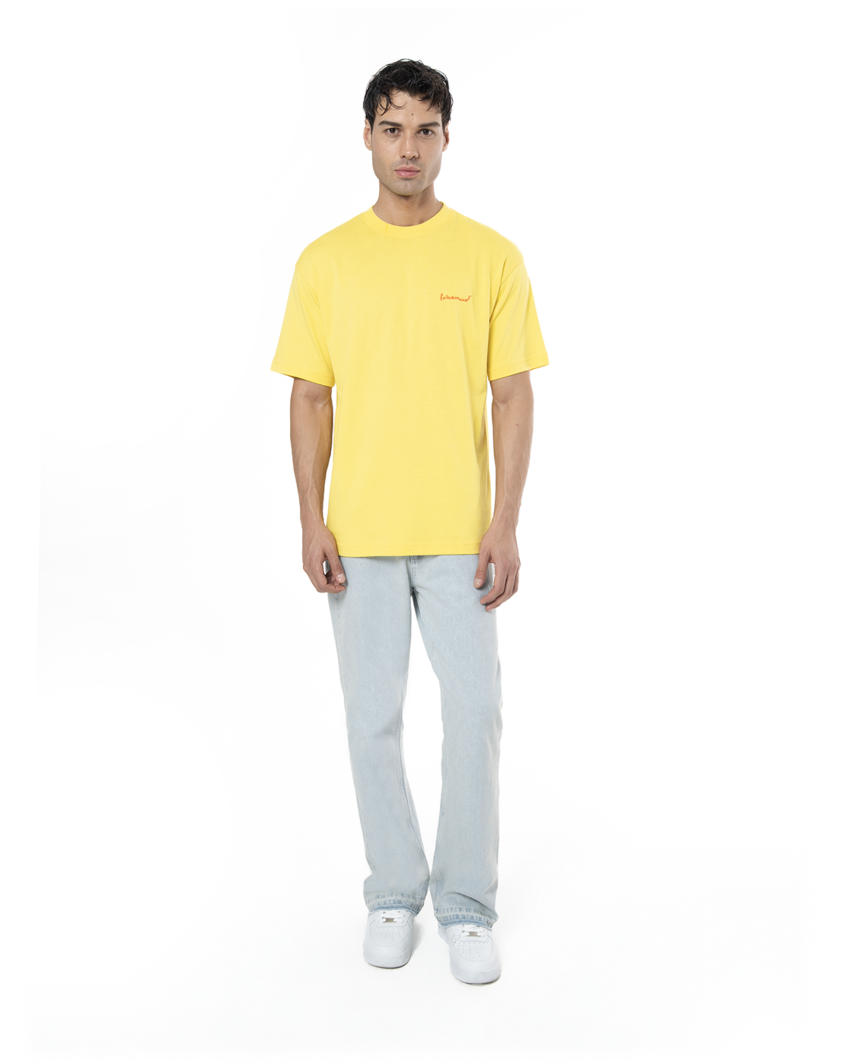Erkek Oversize 2000'S Puff Baskili TiŞört - Neon Sari - 0
