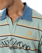 Unisex ÇiZgiLi Nakişli Golf Polo T-Shirt - YeşiL - 4