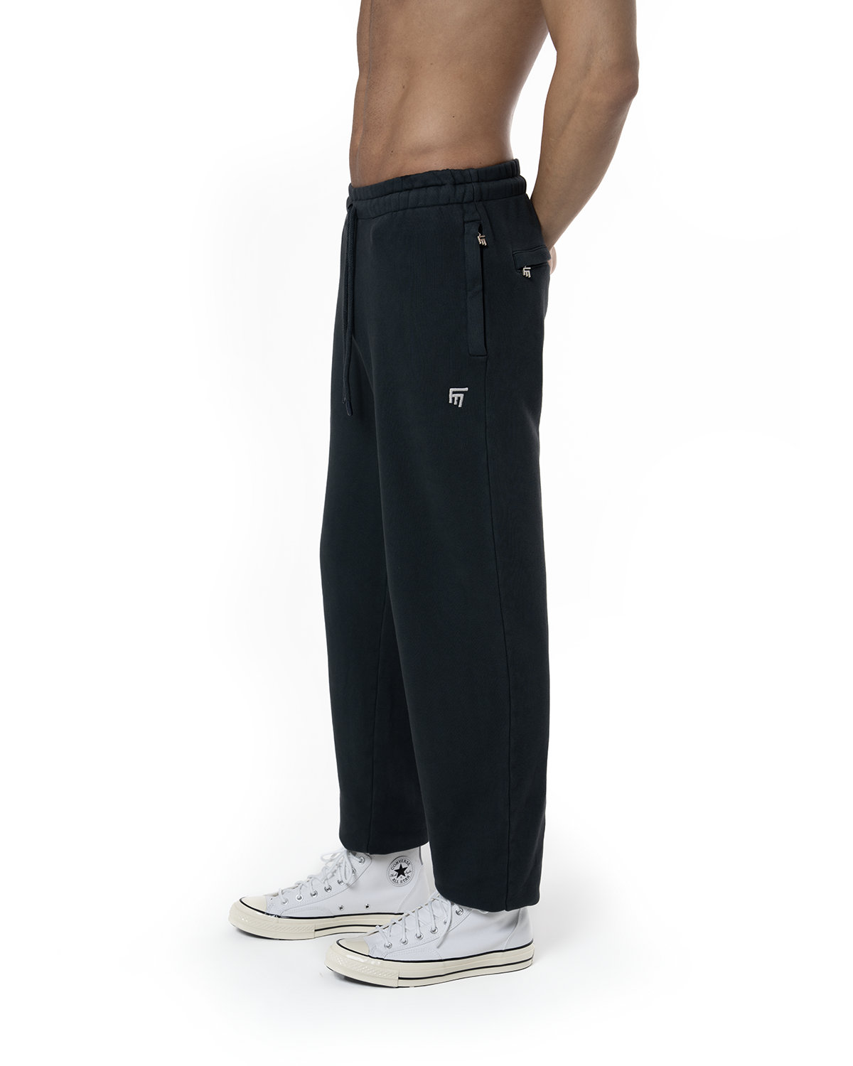 Erkek Relaxed Fit Fm Icon Nakişli Jogger - SiYah - 2
